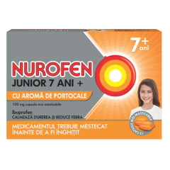 Nurofen Junior 7 Ani + Cu aroma de portocale, 100 mg